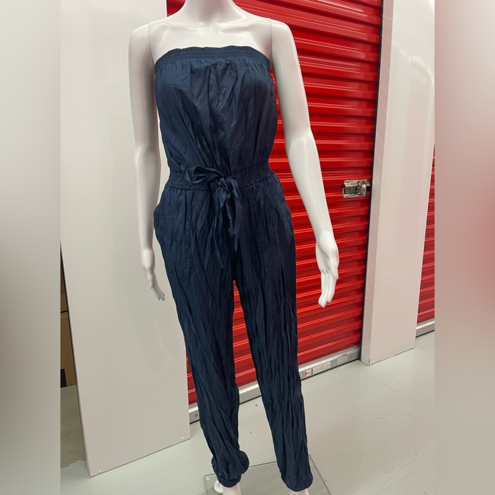 Shimmer Blue Strapless Jumpsuit